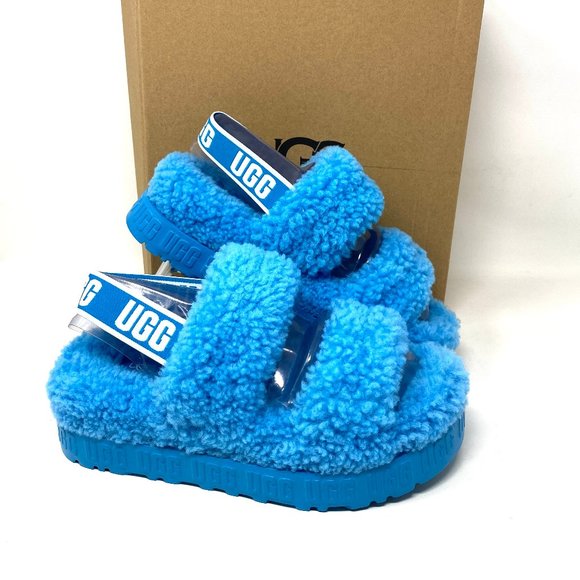 UGG OH Fluffita Women's Slippers Platform Blue Logo Size 1120876SPL - Picture 8 of 10